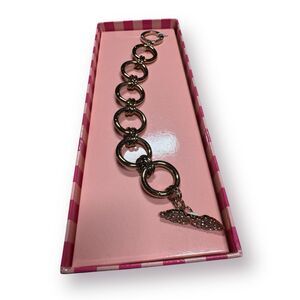 Victoria's Secret Gold Tone Angel Wings Bracelet‎ Chunky Link Rhinestone Y2K